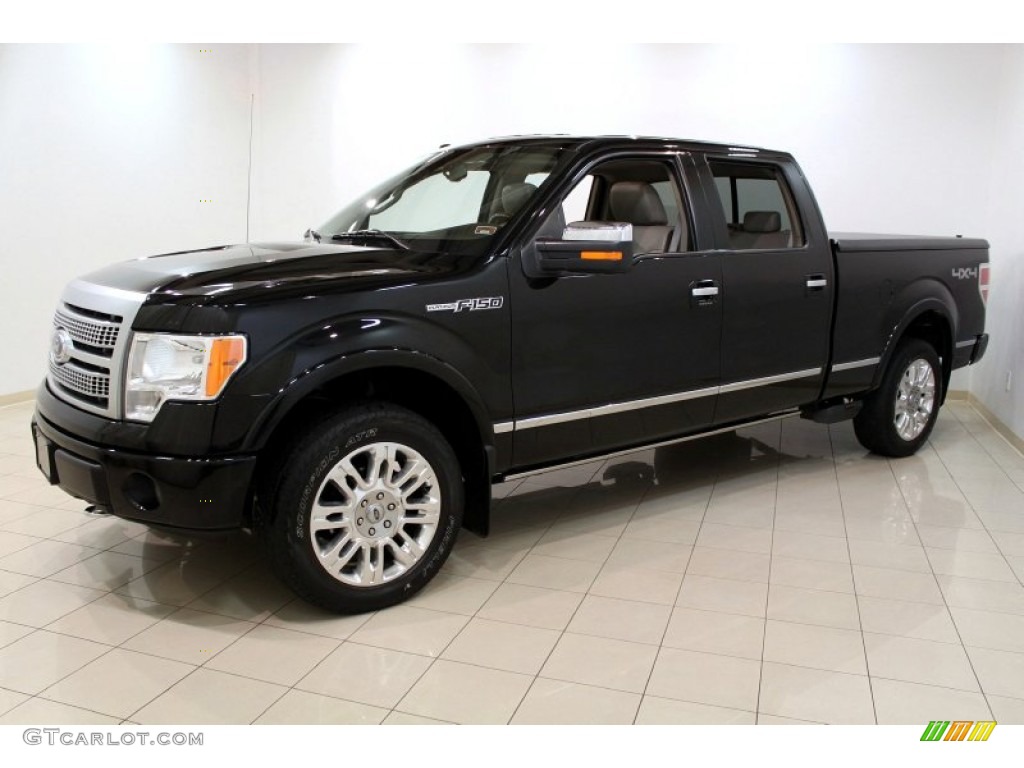 2009 F150 Platinum SuperCrew 4x4 - Black / Medium Stone Leather/Sienna Brown photo #3