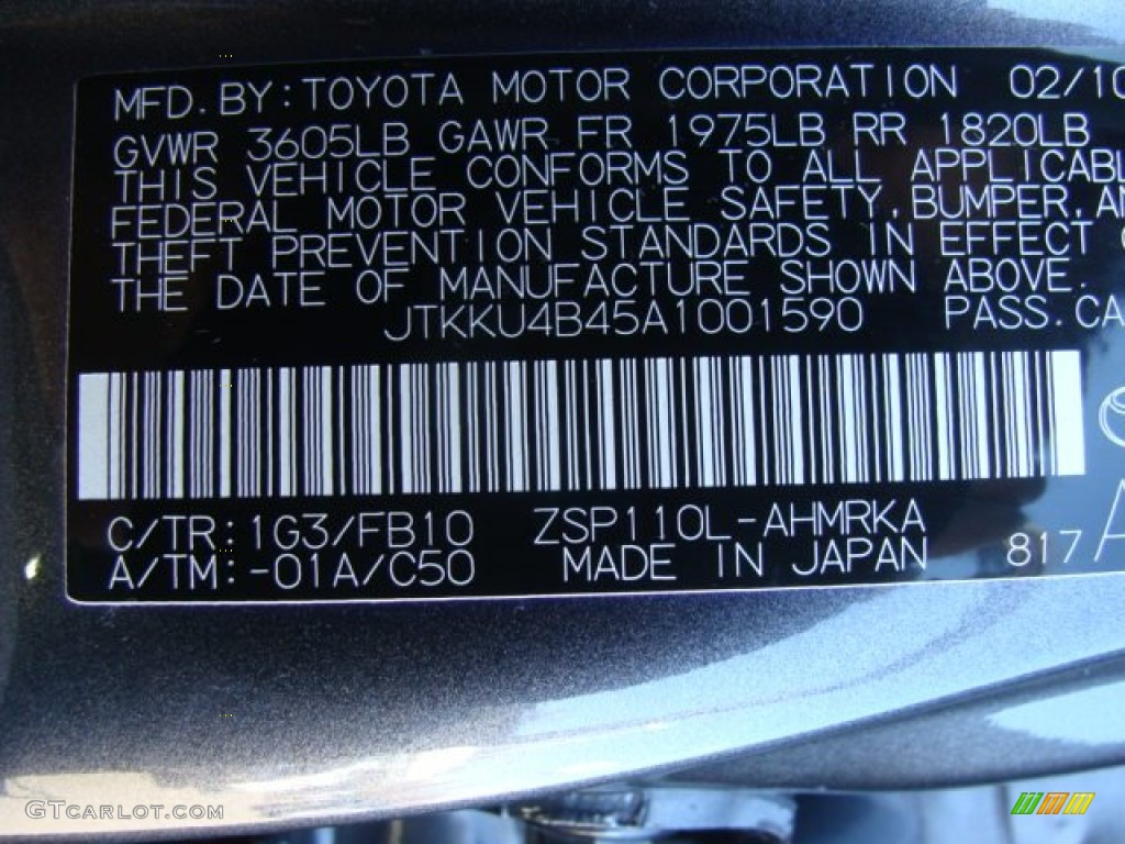 2010 xD Color Code 1G3 for Magnetic Gray Metallic Photo #56742177