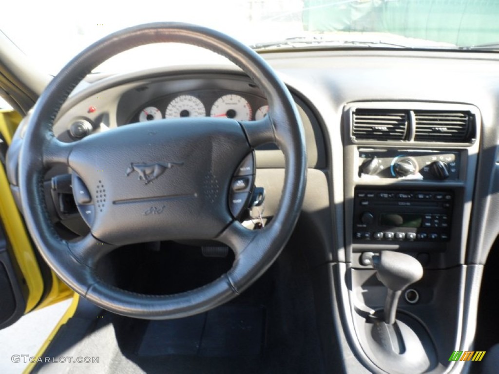 2001 Mustang V6 Coupe - Zinc Yellow Metallic / Dark Charcoal photo #24
