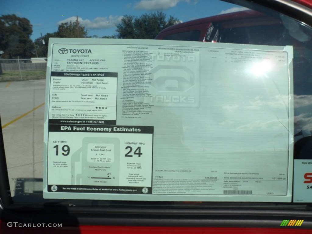 2012 Toyota Tacoma Access Cab Window Sticker Photo #56744226