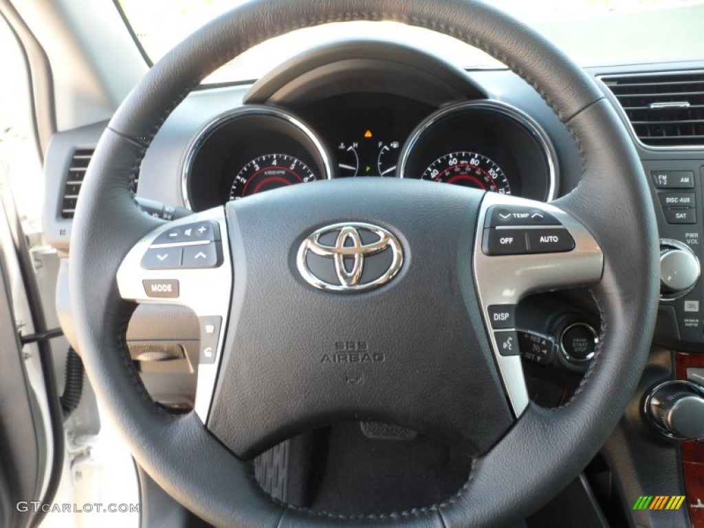 2012 Toyota Highlander Limited Black Steering Wheel Photo #56744835