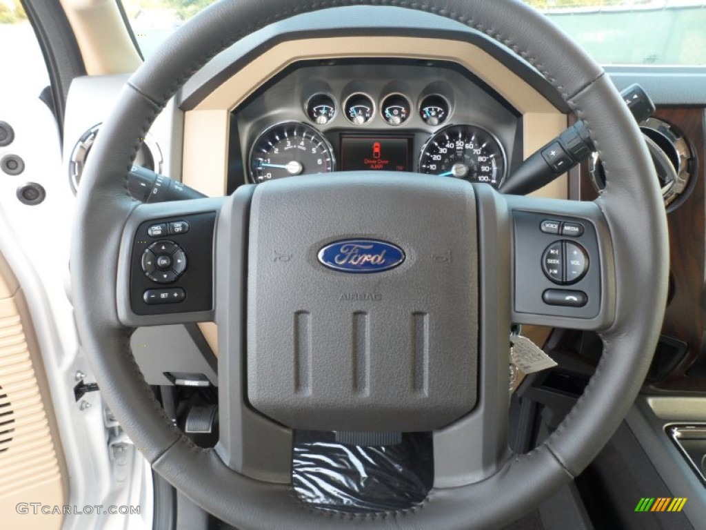 2012 Ford F250 Super Duty Lariat Crew Cab 4x4 Adobe Steering Wheel Photo #56746284