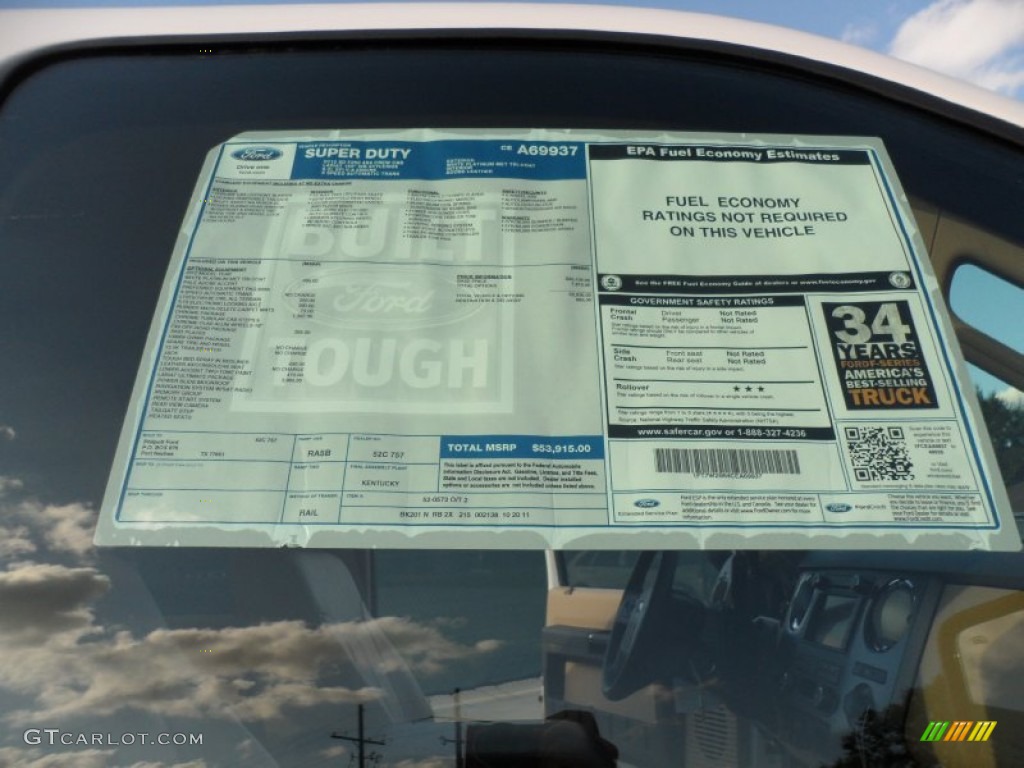 2012 Ford F250 Super Duty Lariat Crew Cab 4x4 Window Sticker Photo #56746317