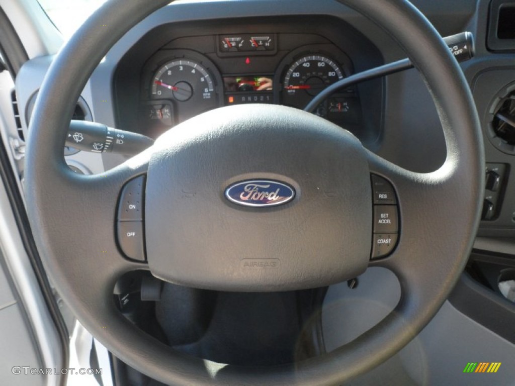 2012 Ford E Series Van E350 XL Extended Passenger Medium Flint Steering Wheel Photo #56746599