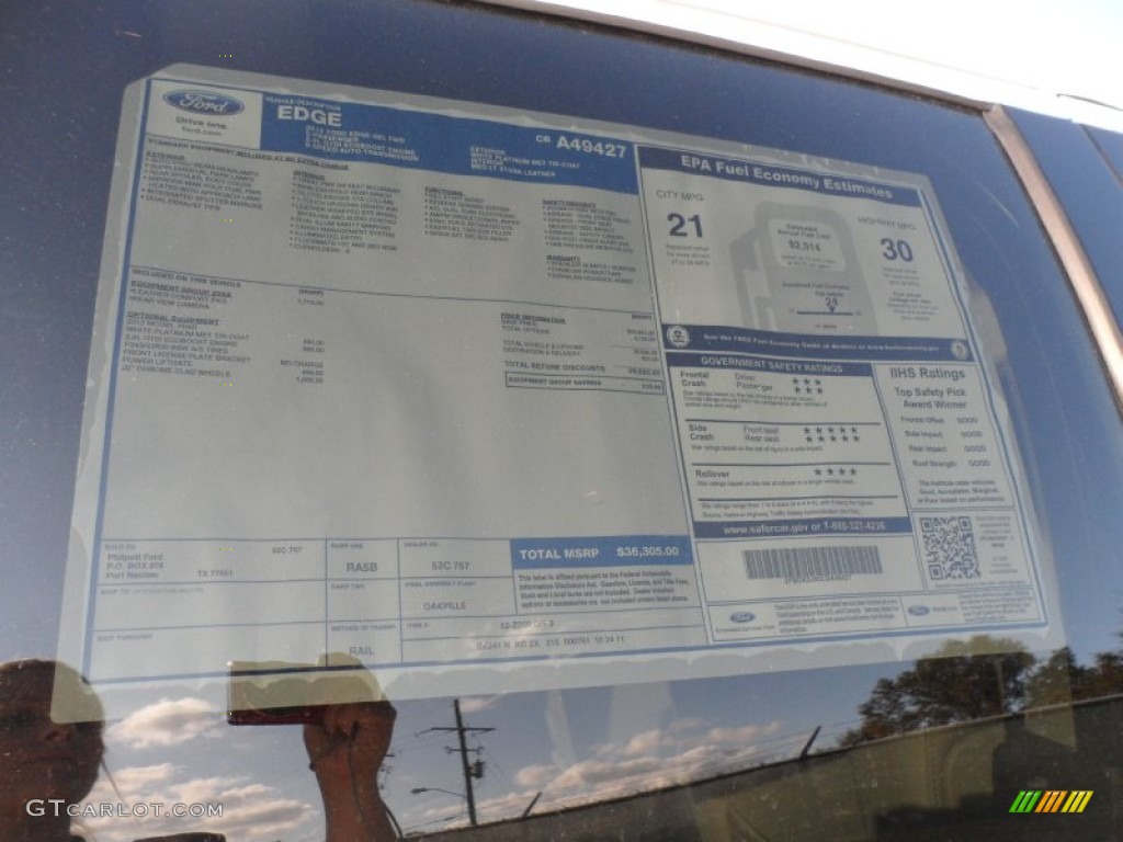 2012 Ford Edge SEL EcoBoost Window Sticker Photo #56746959