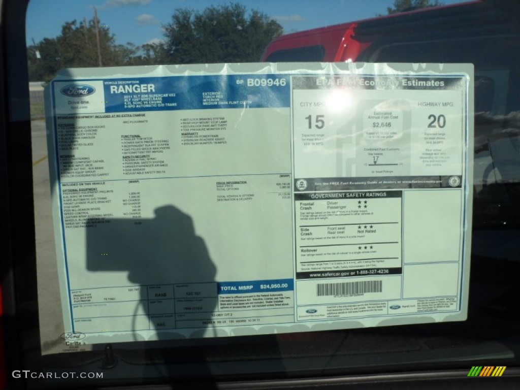2011 Ford Ranger XLT SuperCab Window Sticker Photo #56747205
