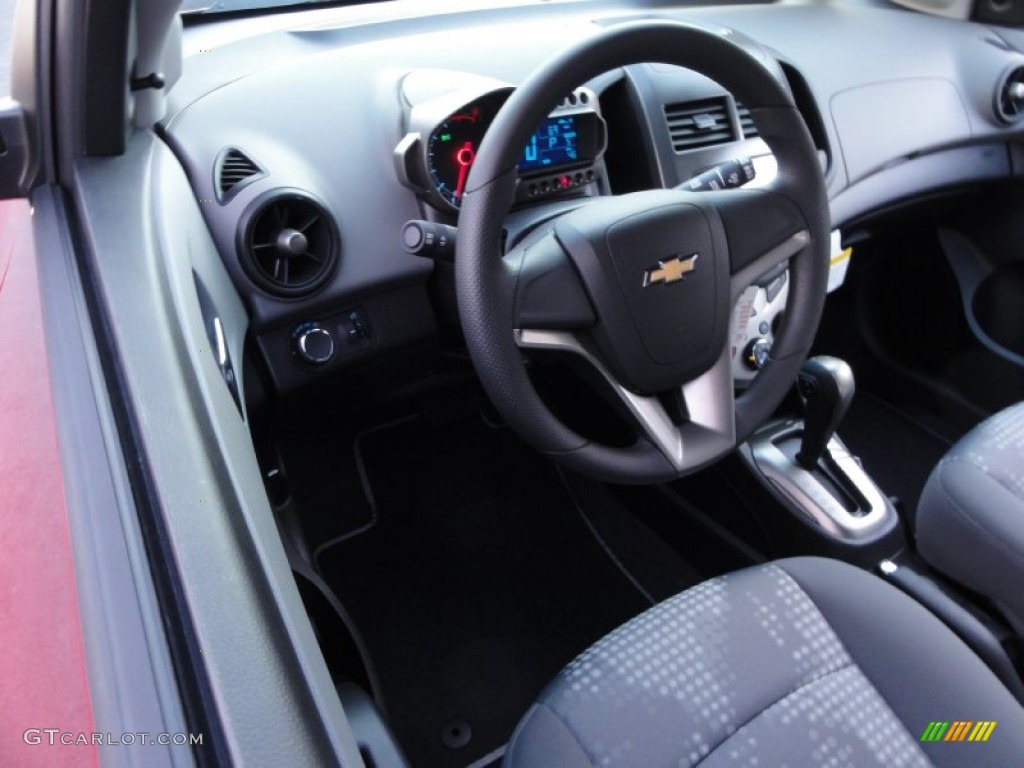 2012 Chevrolet Sonic LS Hatch Jet Black/Dark Titanium Steering Wheel Photo #56748250