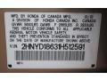 Info Tag of 2001 MDX 