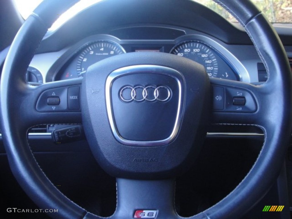 2007 Audi S6 5.2 quattro Sedan Black Steering Wheel Photo #56754763