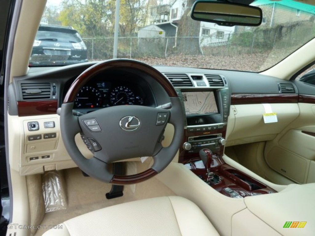 2012 Lexus LS 460 AWD Parchment/Medium Brown Walnut Dashboard Photo #56759103