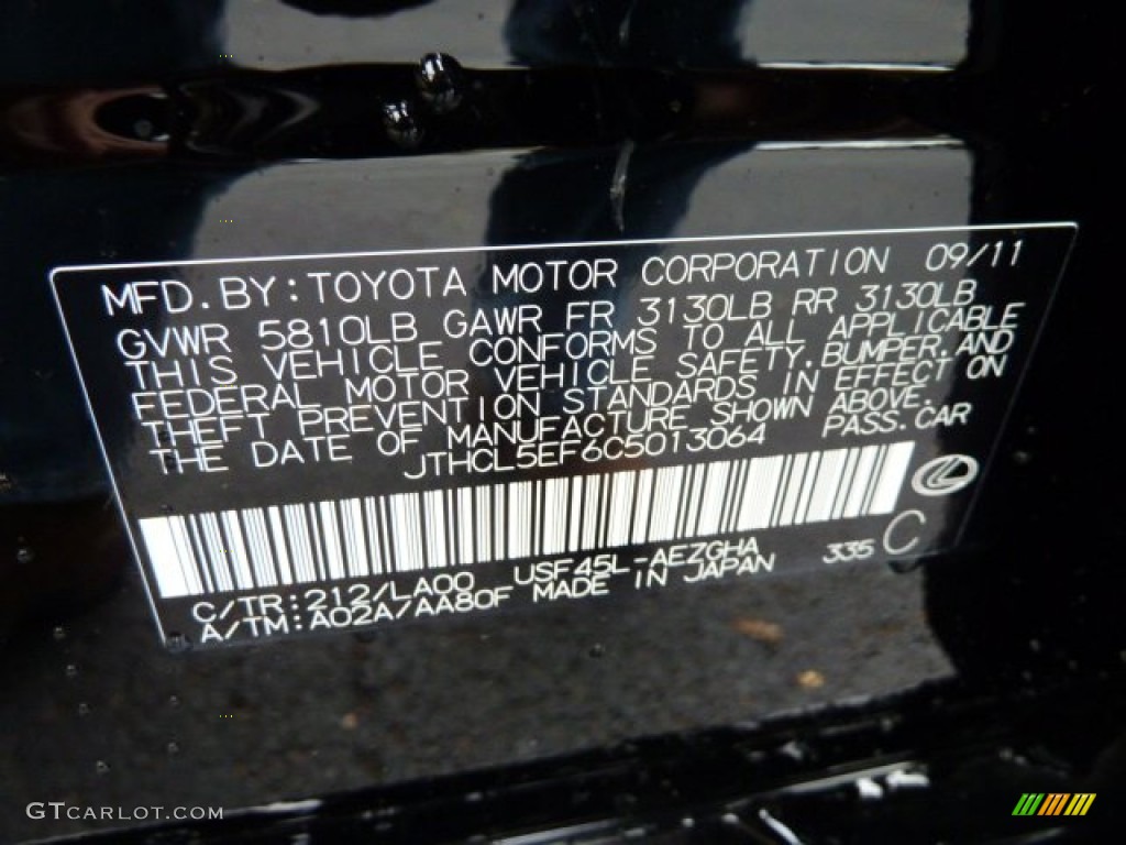 2012 LS Color Code 212 for Obsidian Black Photo #56759142