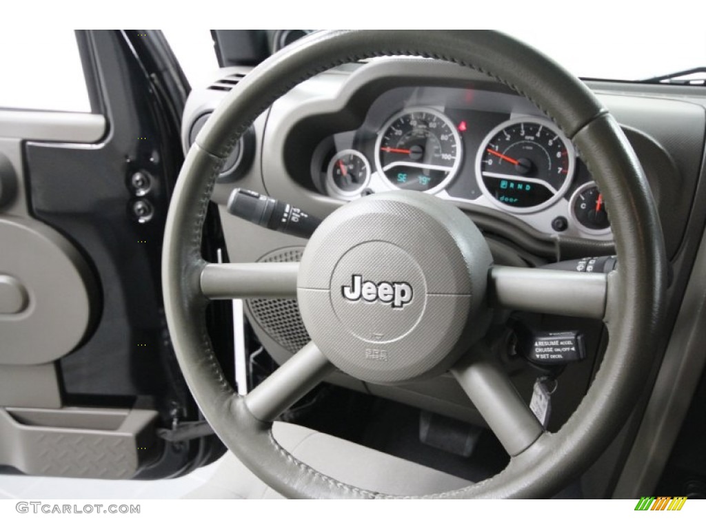 2009 Jeep Wrangler Rubicon 4x4 Dark Khaki/Medium Khaki Steering Wheel Photo #56760096