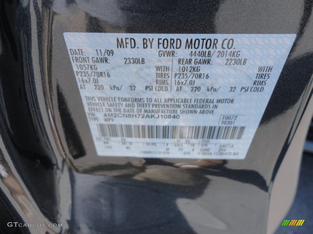 2010 Mariner Color Code T9 for Black Pearl Slate Metallic Photo #56762979