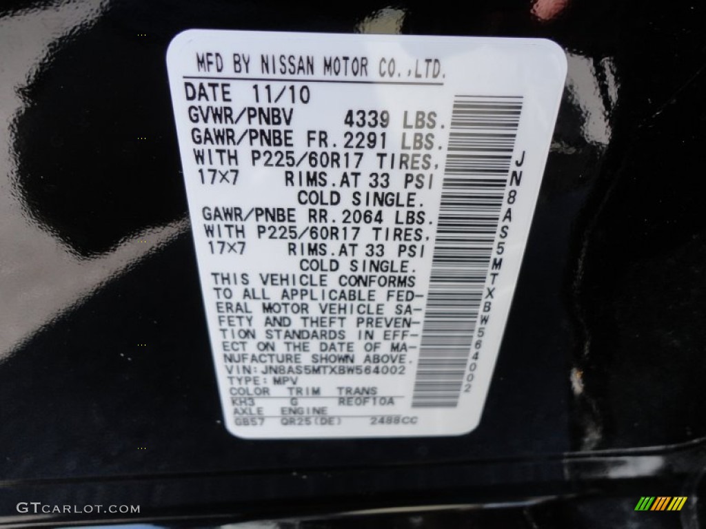 2011 Rogue Color Code KH3 for Wicked Black Photo #56763706