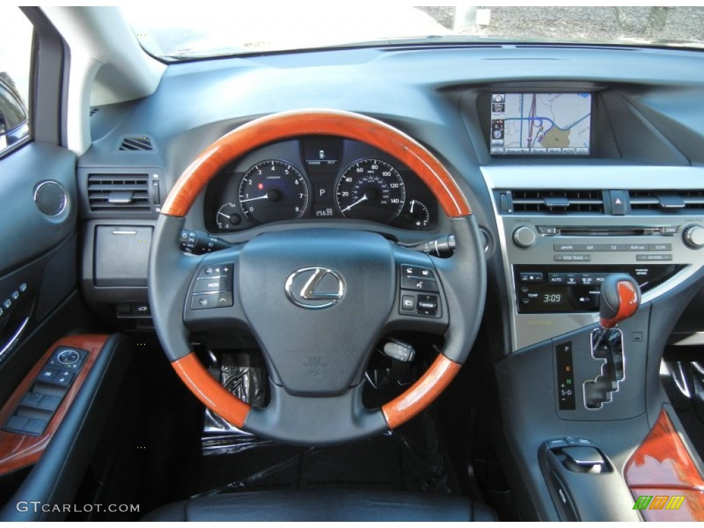 2010 Lexus RX 350 Black/Brown Walnut Steering Wheel Photo #56766573