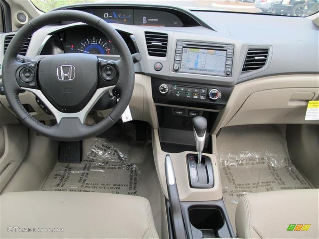 2012 Honda Civic EX-L Sedan Beige Dashboard Photo #56773686