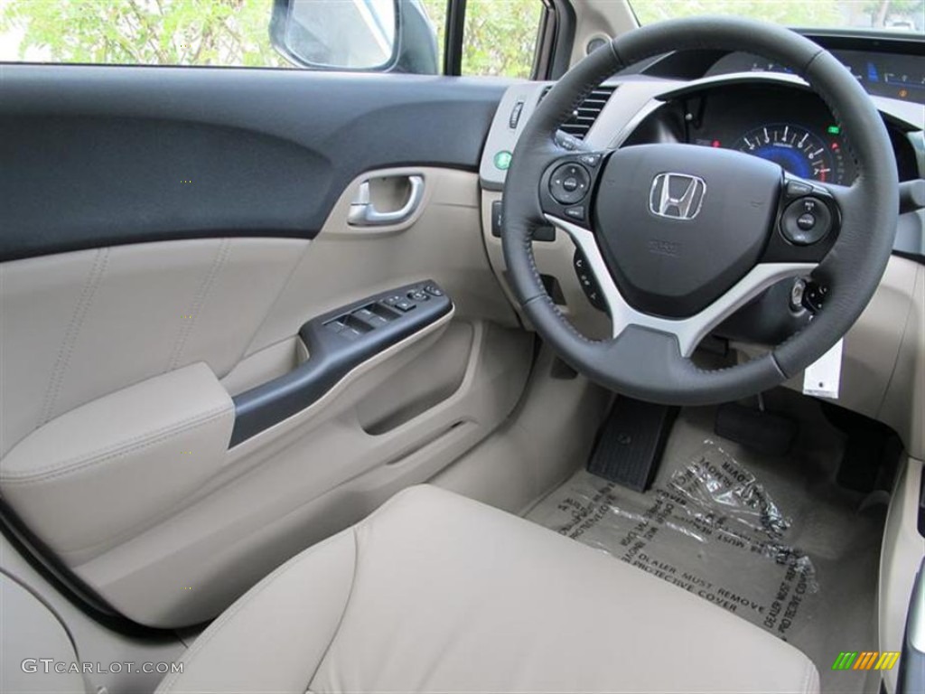 2012 Honda Civic EX-L Sedan Beige Steering Wheel Photo #56773695