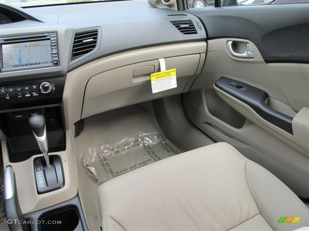 2012 Civic EX-L Sedan - Urban Titanium Metallic / Beige photo #7