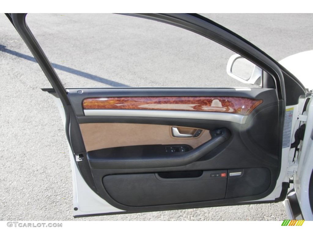 2006 Audi A8 L 4.2 quattro Black/Amaretto Door Panel Photo #56778594