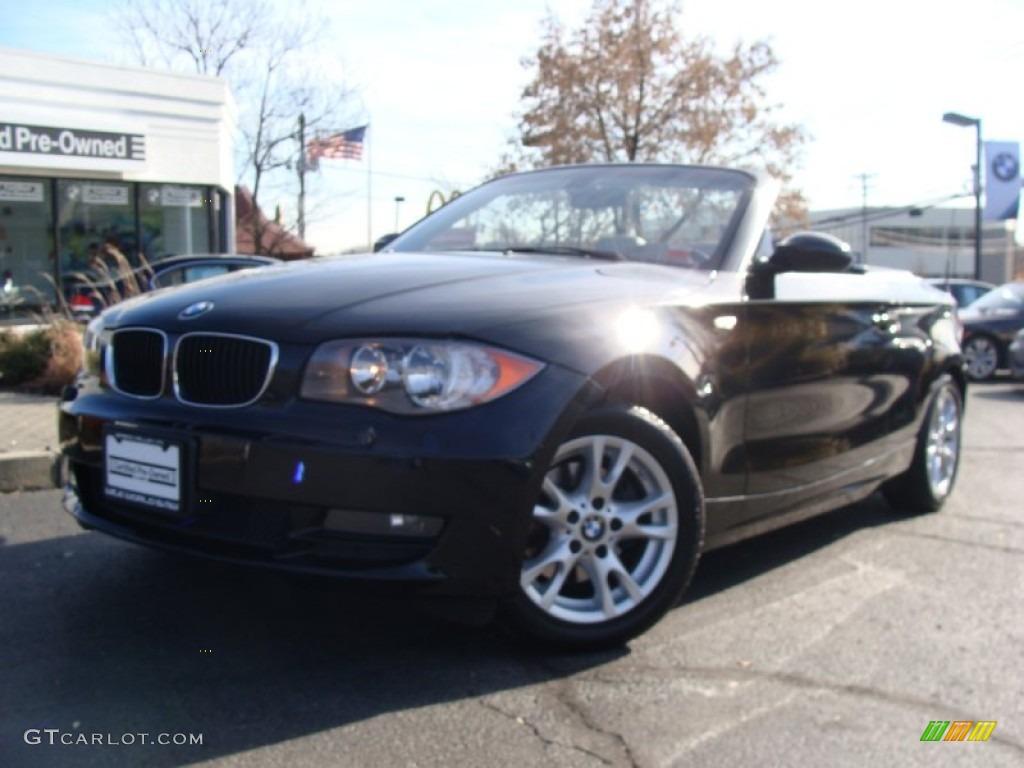 2008 1 Series 128i Convertible - Black Sapphire Metallic / Taupe photo #1