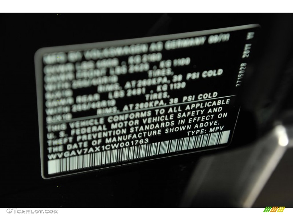 2012 Tiguan SEL - Deep Black Metallic / Beige photo #33