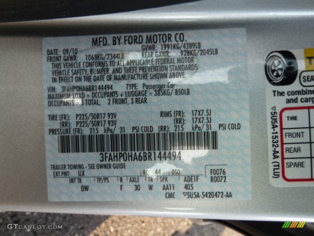 2011 Fusion Color Code UX for Ingot Silver Metallic Photo #56784853