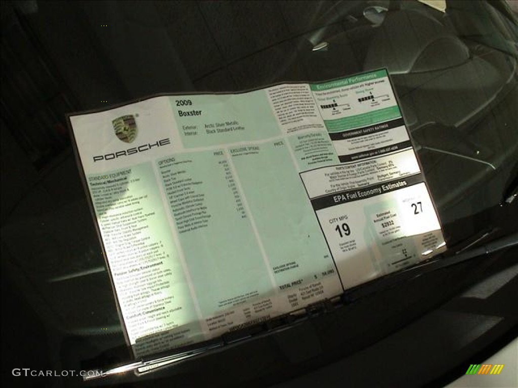 2009 Porsche Boxster Standard Boxster Model Window Sticker Photo #56791149