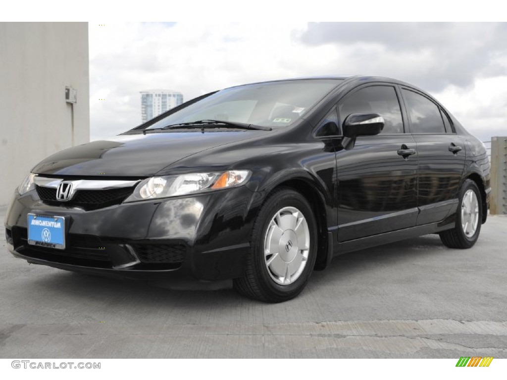 Crystal Black Pearl 2009 Honda Civic Hybrid Sedan Exterior Photo #56791869