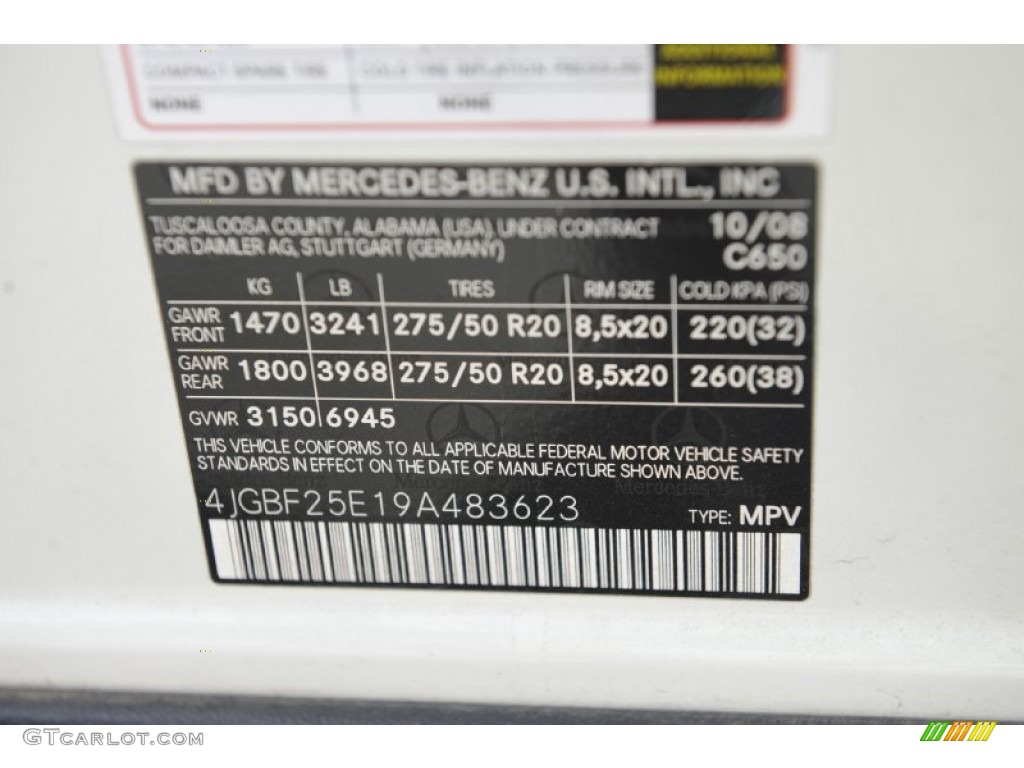2009 GL Color Code 650 for Arctic White Photo #56792328