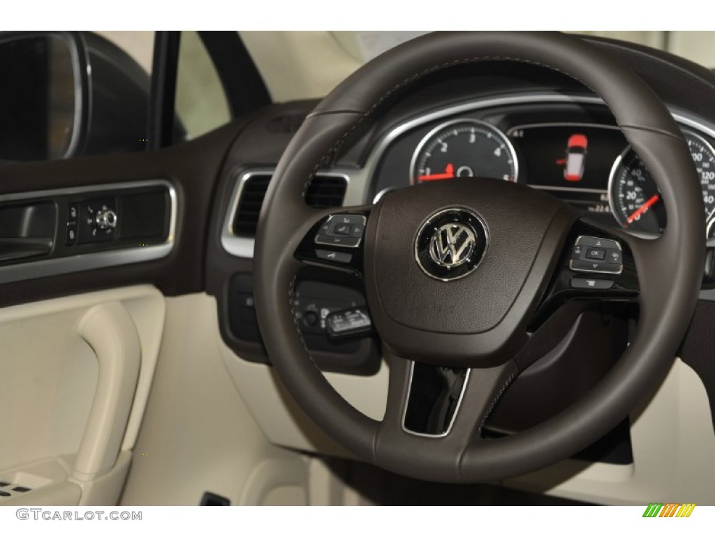 2012 Volkswagen Touareg TDI Lux 4XMotion Cornsilk Beige Steering Wheel Photo #56793924