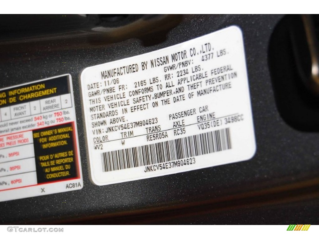 2007 G Color Code WV2 for Diamond Graphite Metallic Photo #56794278