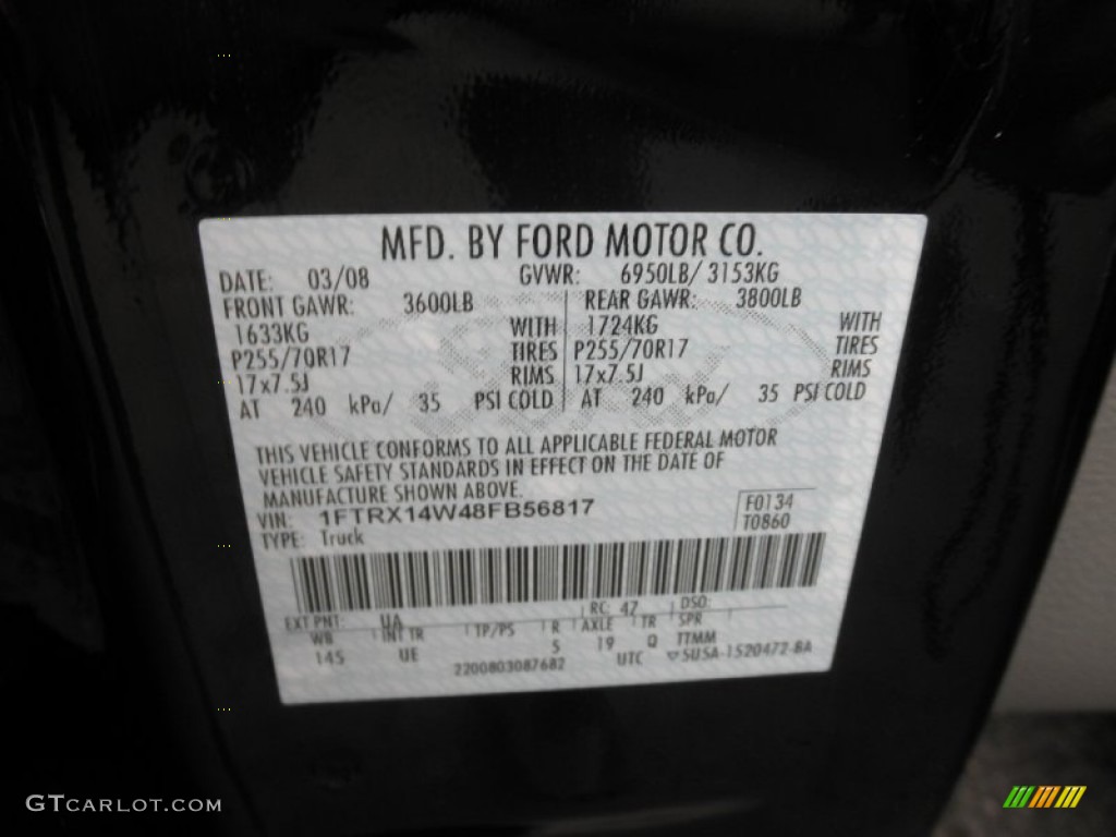 2008 F150 Color Code UA for Black Photo #56798904