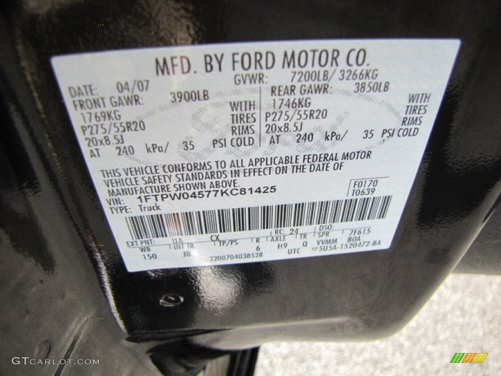 2007 F150 Color Code UA for Black Photo #56804232