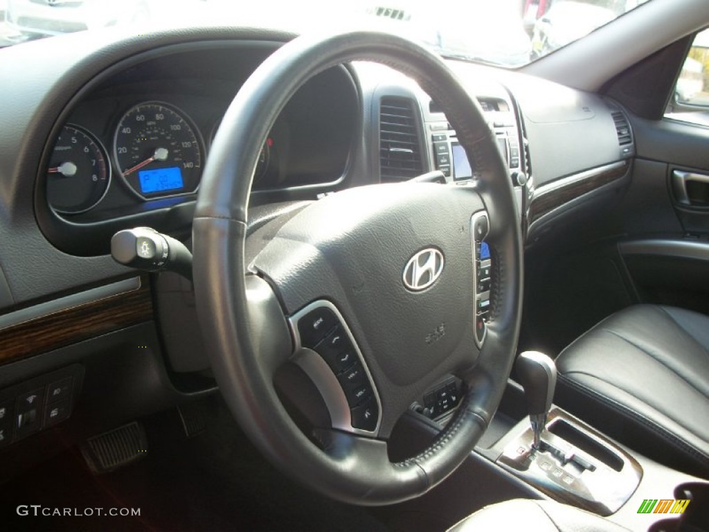 2010 Hyundai Santa Fe Limited 4WD Cocoa Black Steering Wheel Photo #56808069