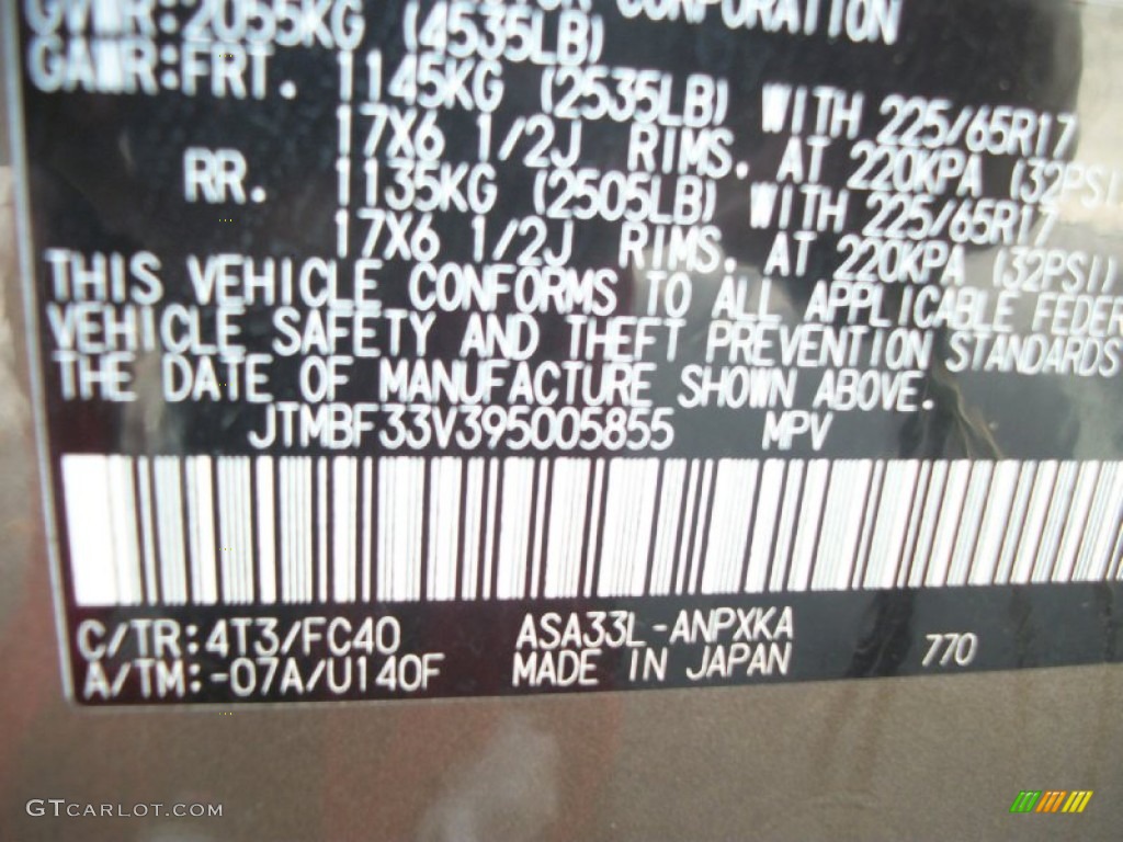 2009 RAV4 Color Code 4T3 for Pyrite Mica Photo #56808363