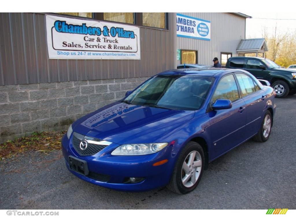 2003 MAZDA6 s Sedan - Sonic Blue Pearl / Gray photo #1