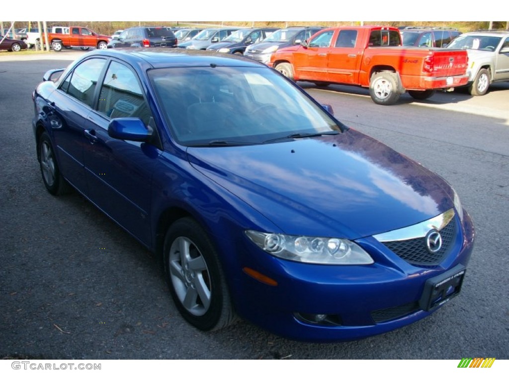 2003 MAZDA6 s Sedan - Sonic Blue Pearl / Gray photo #17