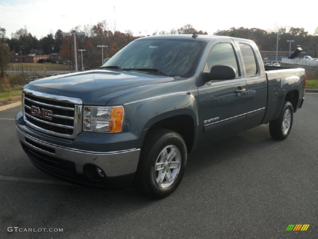 2012 Sierra 1500 SLE Extended Cab - Stealth Gray Metallic / Ebony photo #1