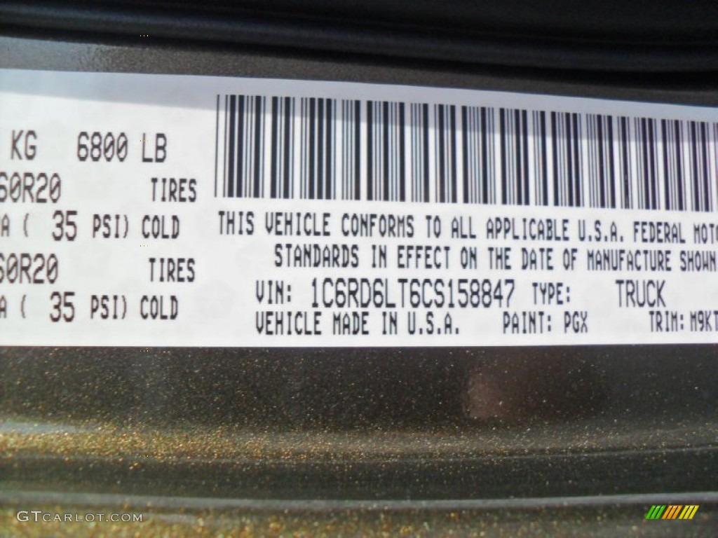 2012 Ram 1500 Color Code PGX for Sagebrush Pearl Photo #56821639