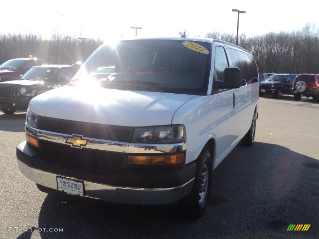 2011 Express LT 3500 Extended Passenger Van - Summit White / Medium Pewter photo #1