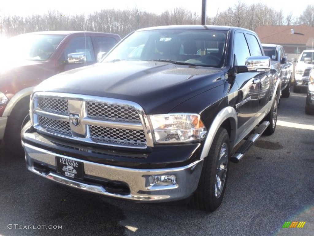 2012 Ram 1500 Laramie Crew Cab 4x4 - Black / Dark Slate Gray photo #1