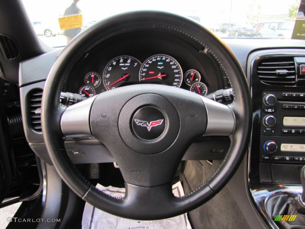 2008 Chevrolet Corvette Coupe Ebony Steering Wheel Photo #56826259