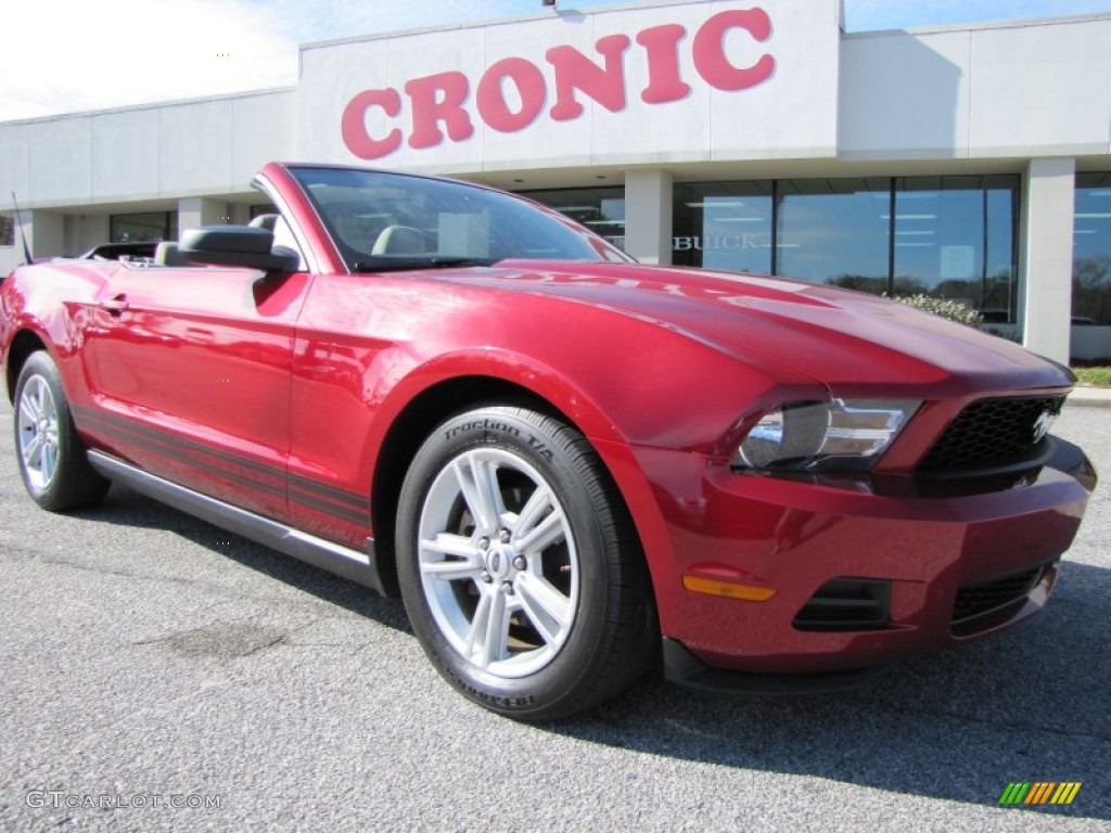 2010 Mustang V6 Convertible - Red Candy Metallic / Stone photo #1