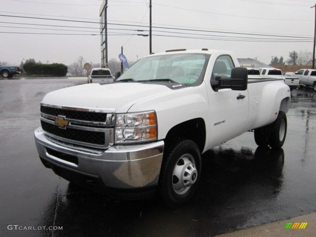 2012 Silverado 3500HD WT Regular Cab 4x4 Dually - Summit White / Dark Titanium photo #3