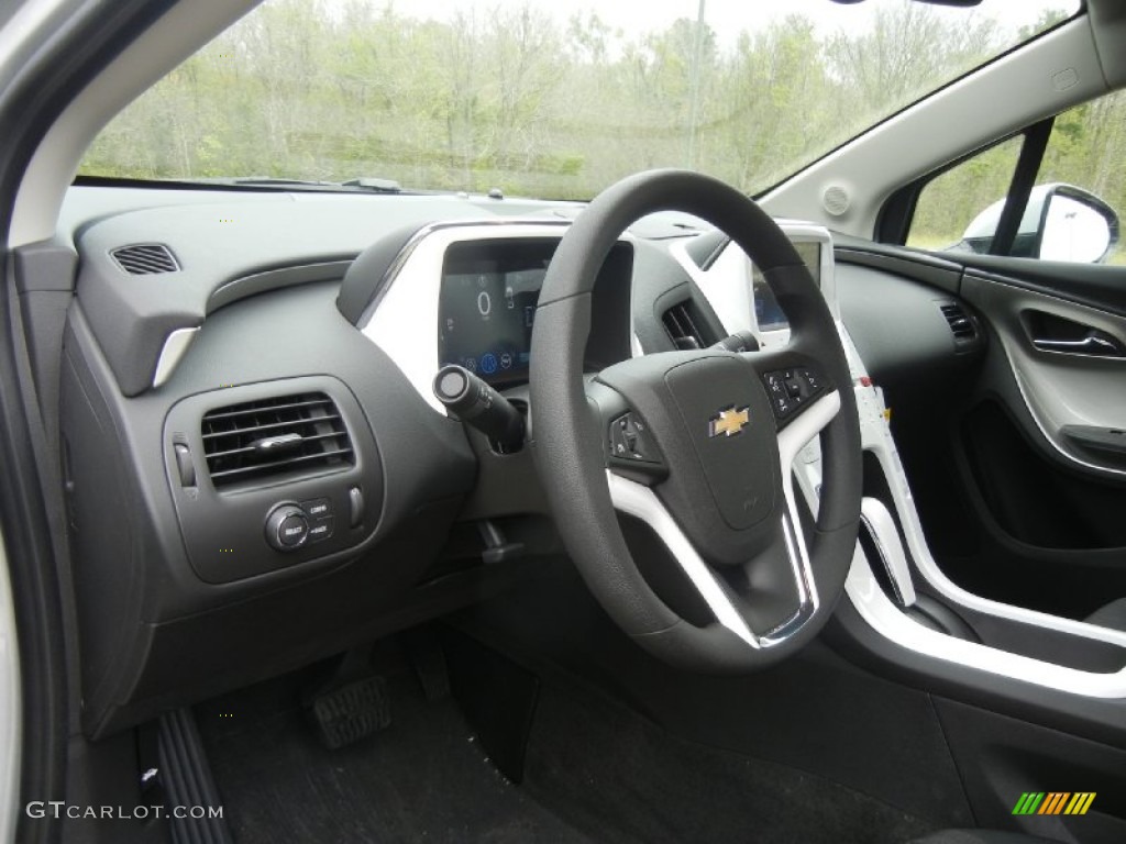 2012 Chevrolet Volt Hatchback Jet Black/Ceramic White Accents Steering Wheel Photo #56832998