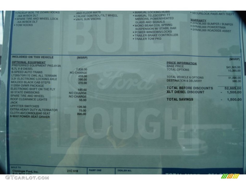 2012 Ford F350 Super Duty XLT Crew Cab 4x4 Window Sticker Photo #56837713