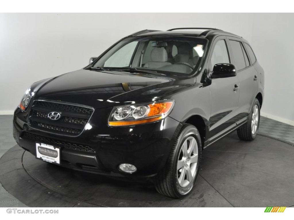 2008 Santa Fe SE 4WD - Ebony Black / Gray photo #1