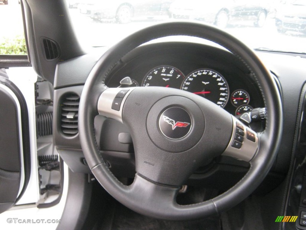 2011 Chevrolet Corvette Coupe Ebony Black Steering Wheel Photo #56843762