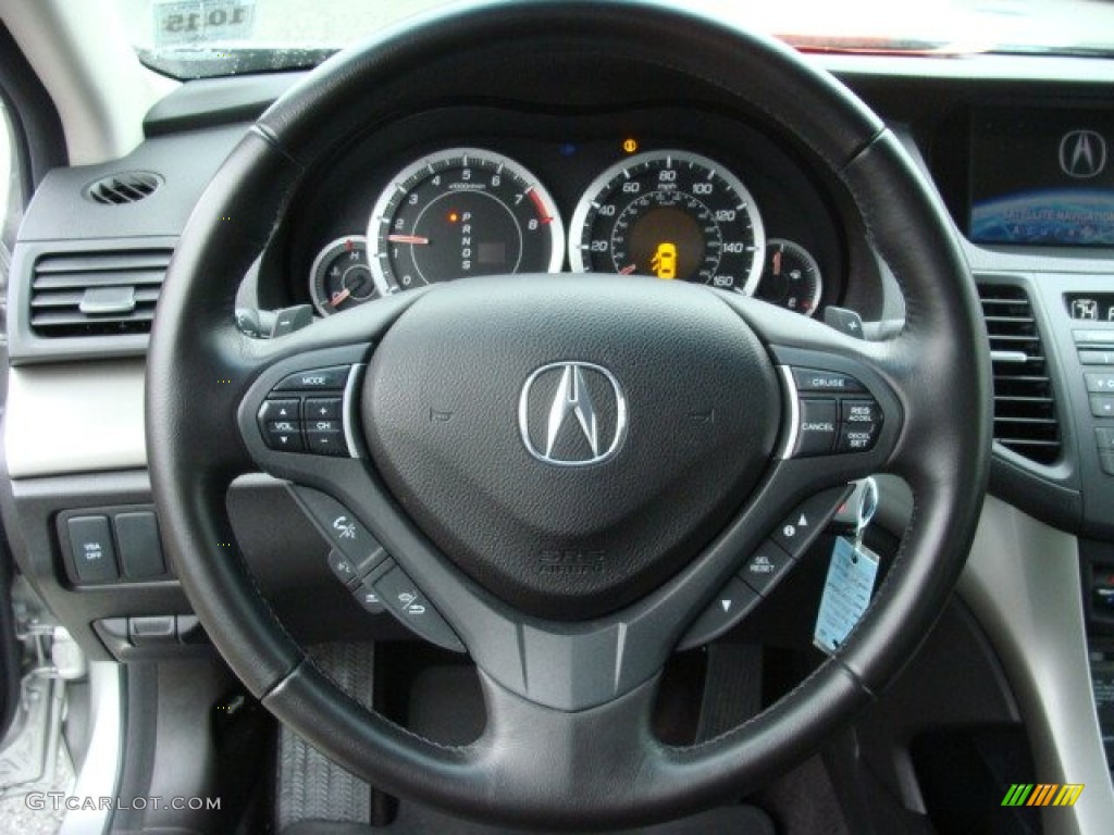 2010 Acura TSX Sedan Ebony Steering Wheel Photo #56846519