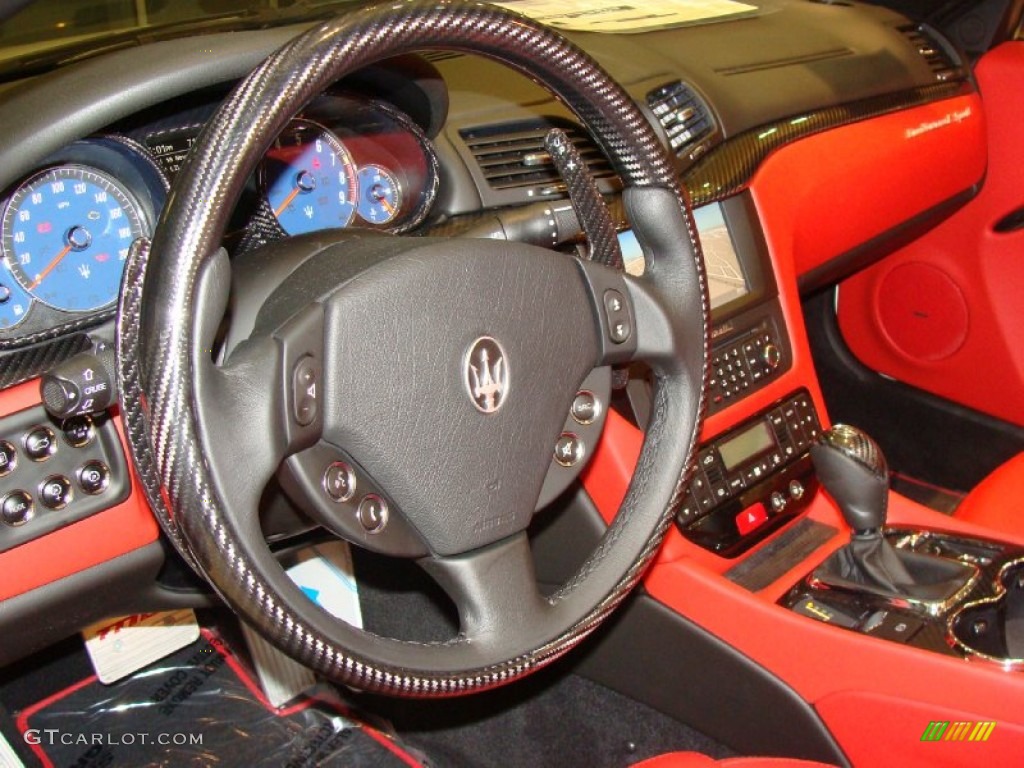 2012 Maserati GranTurismo Convertible GranCabrio Sport Rosso Corallo Steering Wheel Photo #56848724
